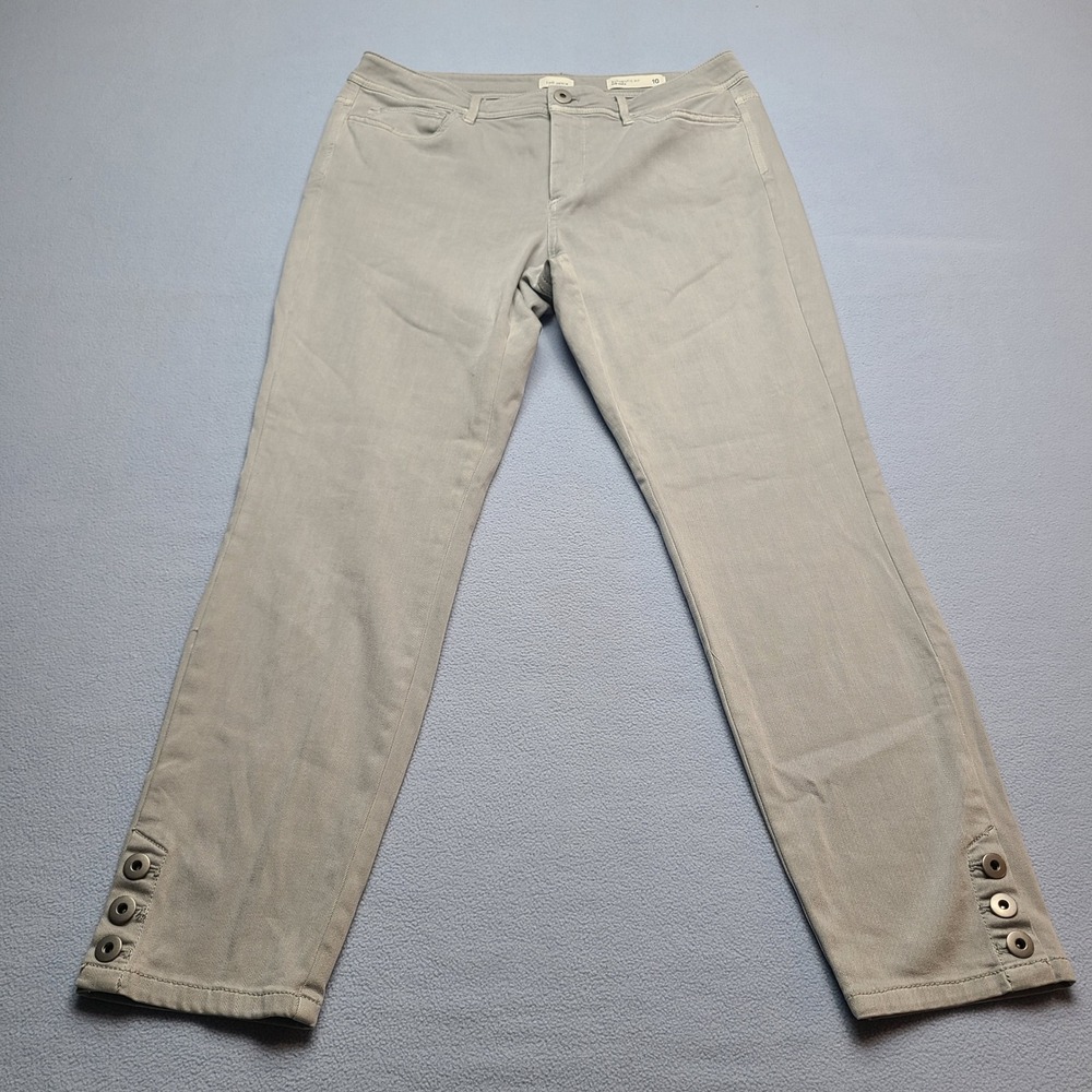 J.Jill Authentic Fit Slim Ankle Pants Womens 10 Grey Excellent Button Detail